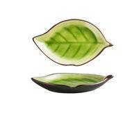 ADERFETBI Reusable Plates Leaf-Shaped Dip Dish Ceramic Snack Dish Holds Nachos, Chips, Hot Corn Dogs, Ice Cream and More Dinner Plate(A)