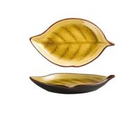 ADERFETBI Reusable Plates Leaf-Shaped Dip Dish Ceramic Snack Dish Holds Nachos, Chips, Hot Corn Dogs, Ice Cream and More Dinner Plate(D)