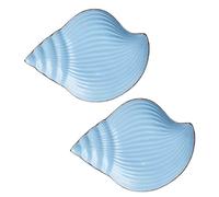 ADERFETBI Reusable Plates Set of 2 Sauce Dish Ocean Starfish Shell Fish Shape Ceramic Appetizer Plates Snack Fruit Sushi Dessert Plates Dinnerware Trays Home Decoration Dinner Plate(C)