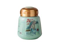 ADERFETBI Tea Coffee Sugar Canisters Kitchen Ceramic Sealed Jar Moisture-proof Storage Powder Paste Prescription Special Silicone Lid Household(C)