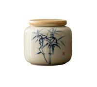 ADERFETBI Tea Coffee Sugar Canisters Kitchen Hand-painted Distant Mountains, Green Bamboo, Persimmon Tea Cans, Small Ceramic Sealed, Moisture-proof Home Use(C)