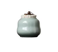 ADERFETBI Tea Coffee Sugar Canisters Kitchen Kiln-Transformed Celadon Glaze Tea Caddy - Sealed Storage Jar, Pu'er And Dark Container, Moisture-Proof Handmade Small