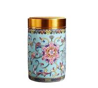 ADERFETBI Tea Coffee Sugar Canisters Kitchen Mini Enamel Tea Caddy With Alloy Lid Small Size Brewing Portable Storage Travel Sealed(C)