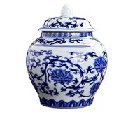 ADERFETBI Tea Coffee Sugar Canisters Kitchen Retro Blue And White Tea Cans Moisture-proof Sealed Ceramic Small Household Storage Universal Green Food(B)