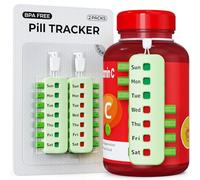 ADERI Reusable Pill Reminder for Different Bottles, Arthritis-Friendly Pill Tracker for Easy Use, No Refill Needed, Anti-Slide Medication Tracker, Compact Medication Reminder, Green, 2 Packs