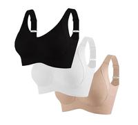 Aderpmin Lekxagabo Bra, Women's Ribbed Adjustable Wireless Bra,Super Firming Wire-Free Push Up Bras,Mixicharm Bras for Seniors,Instant Support Sculpted Curve (UK, Alpha, M, Regular, Regular, 3Pcs b)