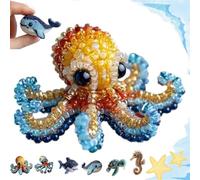 Aderpmin Octopus Bead Embroidery Kit, Ocean Animals Three-Dimensional Starter Embroidery Set, DIY Beadwork Craft Kit, Beginner-Friendly Sea Creature Beaded Embroidery Kits, Home Decor Gift (A)