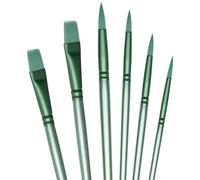 aderroo Acrylic Paint Brush Set, 6 pcs Watercolor Brushes, Painting Brush Nylon Hair Brushes for All Purpose Oil Watercolor Painting Beginner Kits (6, Green)