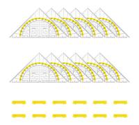 ADERTOS 12 PCS Geometric Triangle Transparent with Removable Handle, Plastic Triangular Protractor Drawing Drafting Triangle Geometry Set Square with Grip for School Office Math Classroom - 14CM