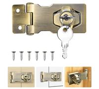 ADERTOS 2.5 Inch Keyed Hasp Lock Hasp and Staple with Padlock, Heavy Duty Shed Lock Door Lock Hasp Twist Knob Keyed Locking Hasp Safety Door Clasp Gate Lock with Key for Cabinets Gate -Vintage Bronze