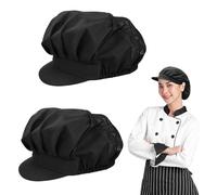 ADERTOS 2 PCS Chef Hats Adjustable Cooking Cap Half Mesh Half Cloth Catering Hats Breathable Waiter Caps Professional Bakers Hat Unisex Hair Cover Kitchen Cap for Women Men Baking Cooking (Black)