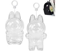 ADERTOS 2 PCS Protective Keychain for Vinyl Plush Toy Have a Seat, Transparent Protective Case for Dolls, Plastic Clear Cover Box for Sitting Figure, Protect Your Cute Doll, 15.5x8cm & 17x10cm