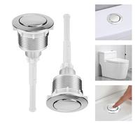 ADERTOS 2 PCS Toilet Flush Button, 38mm Single Press Push Button Round Head Toilet Cistern Push Buttons Chrome Push Buttons Toilets Flush Replacement Kit for Bathroom Water Tank Repair (Silver)