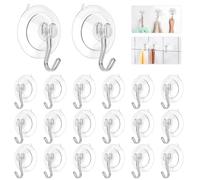 ADERTOS 20 PCS Suction Cup Hooks 45mm Reusable Suction Hooks Transparent Sucker Hooks Multi-Purpose Suction Hanger Clear Plastic Sucker Pads with Metal Hook for Bathroom Kitchen Shower Window Door