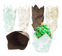 ADERTOS 200 PCS Tulip Cupcake Cases Greaseproof Muffin Cup Disposable Muffin Cases Standard Muffin Liners Parchment Paper Baking Cups Cake Cupcake Wrappers for Weddings Birthdays Party, 4 Colors