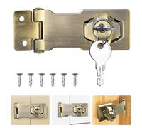 ADERTOS 4 Inch Keyed Hasp Lock Hasp and Staple with Padlock, Heavy Duty Shed Lock Door Lock Hasp Twist Knob Keyed Locking Hasp Safety Door Clasp Gate Lock with Key for Cabinets Gate -Vintage Bronze