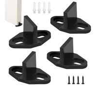 ADERTOS 4 Pcs Barn Door Floor Guide, Adjustable Sliding Door Floor Guides Plastic Floors Guides Clip Black T Shape Track Hardware with Screws and Expansion Pipe for Barn Wooden Cabinet Doors