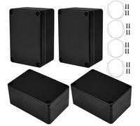 ADERTOS 4 PCS IP65 Waterproof Junction Boxes External Electrical Junction Box Outdoor Cable Connection Junction Box Plastic Project Junction Boxes Enclosure for Electronics Case - 100x68x50mm/Black