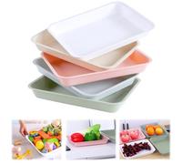ADERTOS 5 PCS Serving Trays Plastic Serving Platters Dishes Anti-Slip Food Trays Rectangular Dinner Tray Multi-color Art Activity Tray Craft for Snacks Food Fruit Cookies Tea Beads - 30.5x23x4.5cm