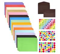 ADERTOS 75 PCS Coloured Envelopes 15 Colours Medium Colourful Envelopes Premium Envelope Multi Color Gift Envelope with 3 Sheets Stickers for Invitations Birthdays Greeting Cards (17.5x12.5cm)