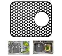 ADERTOS Black Silicone Sink Mat Folding Non-Slip Sink Protectors Kitchen Sink Protector Mat Silicone Mats Counter Protector for Bottom of Kitchen Sink, Dishes and Glassware Drain Mat, 34 x 29.5cm
