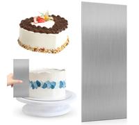 ADERTOS Cake Scraper 10 Inch Stainless Steel Cake Edge Scraper Metal Cake Smoother Icing Frosting Buttercream Comb Double Sided Pastry Cutter Cake Decorating Tools for Cream Cake Decorating