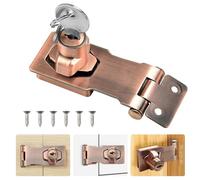 ADERTOS Keyed Hasp Lock Hasp and Staple with Padlock, Heavy Duty Shed Lock Door Lock Hasp Twist Knob Keyed Locking Hasp Safety Door Clasp Gate Lock with Key for Cabinets Gate - Red Bronze, 3 Inch