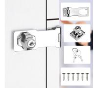 ADERTOS Keyed Hasp Lock Hasp and Staple with Padlock, Heavy Duty Shed Lock Door Locks Hasps Twist Knob Keyed Locking Hasps Safety Door Clasp Gate Locks with Key for Cabinets Cupboard Gate (4 Inch)