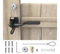 ADERTOS Self Locking Gate Gravity Latch Carbon Steel Auto Gate Latch Garden Gate Latches and Catches with Adjustable Gate Latch Cable Pull for Metal Wooden Fences Gates Sheds - Black, Spring Loaded