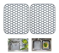 ADERTOS Silicone Sink Mat, 2 PCS Folding Non-Slip Sink Protectors Kitchen Sink Protector Mat Silicone Mats Counter Protector for Bottom of Kitchen Sink, Dishes and Glassware Drain Mat, 34.5 x 29.5cm