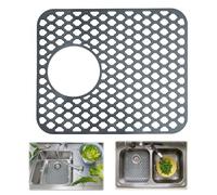 ADERTOS Silicone Sink Mat Folding Non-Slip Sink Protectors Kitchen Sink Protector Mat Silicone Mats Counter Protector for Bottom of Kitchen Sink, Dishes and Glassware Drain Mat - Grey, 34 x 29.5cm