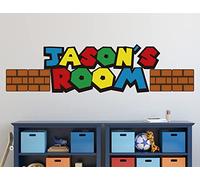 AdesiivoStudio Custom Name Wall Decal - Mario Wall Sticker - Color Bricks Wall Decor Art Peel & Stick - Boys Girls Room Decor Unisex - Personalized Letters Name Stickers