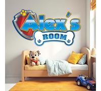 AdesiivoStudio Custom Name Wall Decal - Personalized Puppy Rescue Wall Sticker - Boys Bedroom Decor - Peel and Stick Puppy Name Decal for Kids Room Wall
