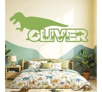 AdesiivoStudio Dinosaur Wall Sticker with Custom Name - Personalised T-Rex and Dino Stickers for Boys Bedroom - Peel and Stick Dinosaur Wall Art for Kids Room - Fun Jurassic Design Options