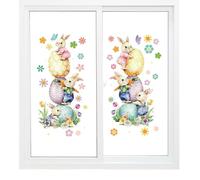 Adesivi per finestre pasquali, 2 pezzi Adesivi primaverili a forma di coniglio | Riusabili per Finestre con Coniglietti Pasquali | Per casa appartamento camera da soggiorno ufficio scuola