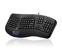 Adesso AKB-450UB - Ergonomic Keyboard with Built-in Touchpad, Wired, Multimedia Hotkeys, Split Keys Design, Built-in Palm Rest for Comfort - Compatible for PC & Windows XP/7/8/10,Black