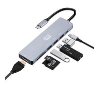 Adesso AUH-4025 USB C Docking Station Multiport Adapter Type C Hub Supports USB C to x1 4K HDMI, 3X USB-A 3.2, 1x PD, 1x Micro SD, 1x SD Card Reader