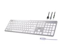 ADESSO EasyTouch 730 - USB C Multi-OS Scissor Switch Keyboard with Copilot AI Hotkey, Type C Keyboard with Hub, Built-in USB-A/C Ports and 3.5mm Aux - Quiet, Slim Design AKB-730UW