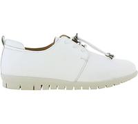 Adesso Ladies Leather Shoes Womens Soft Comfort Cushioned Colourful Trainers Flat Everyday Lace Up Pumps (White UK 7, EU 41)