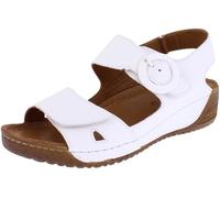 Adesso LILY Ladies Soft Leather Sandals Adjustable Straps Low Wedge Colourful Casual Summer Shoes (White, UK Footwear Size System, Adult, Women, Numeric, Medium, 4)