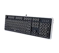 Adesso Retro Desktop Mechanical Typewriter-Style Keyboard Metal Base and Chrome Keycaps Anti Ghosting AKB-636UB Silver