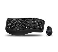 Adesso Wireless Ergonomic Keyboard and Laser Mouse(UK) | Desktop, Split Keys Design, Palm Rest for Comfort, Long Battery Life, Nano Receiver, Compatible for PC & Windows