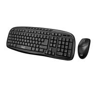Adesso WKB-1330CB - Wireless Keyboard and Mouse, Desktop Keyboard, Ambidextrous Mouse, Multimedia Hotkeys, Long Battery Life with USB Nano Receiver for Desktop/PC/Windows XP/7/8/10, Black