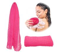 Adeton African Exfoliating Net Sponge, Authentic, Real, Body Scrubber, Long Bath Wash Cloth, Body Exfoliator, Sapo, Shower Accessories, Back Foot Scalp Scrub, Flat Dead Skin Remover Body Wash (Pink)