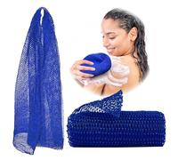 Adeton African Exfoliating Net Sponges, Authentic, Real, Body Scrubber, Long Wash Cloth, Body Exfoliator, 17 Colors, Sapo, Shower Accessories, Back Foot Scalp Scrub, Flat Dead Skin Remover (Navy Blue)