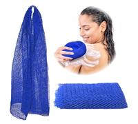 Adeton African Exfoliating Net Sponges, Authentic, Real, Body Scrubber, Long Wash Cloth, Body Exfoliator, 17 Colors, Sapo, Shower Accessories, Back Foot Scalp Scrub, Flat Dead Skin Remover (Navy Blue)