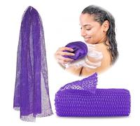 Adeton African Net Cloth, Long Net Sponge, Exfoliating Body Scrubber, Body Exfoliator, 17 Colors, Sapo, Shower Bath Accessories, Back Foot Scalp Scrub, Flat Dead Skin Remover, Body Wash (Purple)