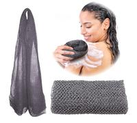Adeton African Net Sponge, Authentic, Real, Black Owned, Exfoliating Bath Wash Cloth, Long Sponge, Body Exfoliator, Sapo, Shower Bath Accessories, Back Foot Scalp Scrub, Flat Dead Skin Remover (Grey)