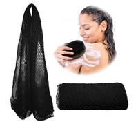 Adeton African Net Sponge, Authentic, Real, Black Owned, Exfoliating Bath Wash Cloth, Long Sponge, Body Exfoliator, Sapo, Shower Bath Accessories, Back Foot Scalp Scrub, Flat Dead Skin Remover (Black)