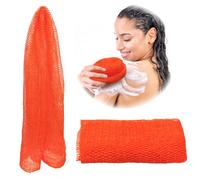 Adeton African Net Sponge, Exfoliating Body Scrubber, Body Exfoliator, Long Net Sponge, 17 Colors, Sapo, Shower Bath Accessories, Back Foot Scalp Scrub, Flat Dead Skin Remover Body Wash (Orange)